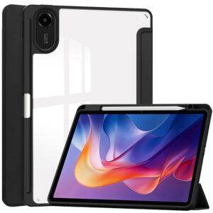 Xiaomi Redmi Pad 2 Clear Acrylic Flip Leather Stand Tablet Cover – Black