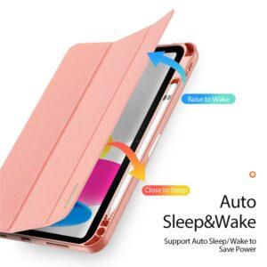 DUX DUCIS Domo Series iPad 10.9 (2022) Tri-Fold Stand Flip Leather Cover – Pink
