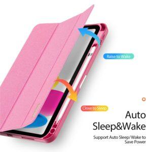 DUX DUCIS Domo Series iPad 10.9 (2022) Tri-Fold Stand Flip Leather Cover – Rose