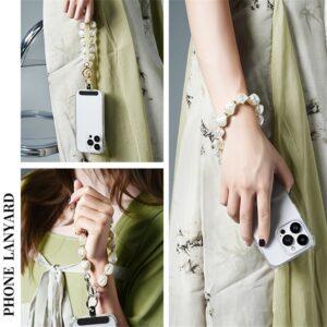 LEEU DESIGN Pearl Beaded Phone Lanyard 30cm  Wrist Strap – Gold