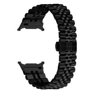 Samsung Watch8/Watch8 Classic 44mm/40mm/46mm 5-Bead Metal Butterfly Clasp Strap – Black