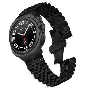 Samsung Watch8/Watch8 Classic 44mm/40mm/46mm 5-Bead Metal Butterfly Clasp Strap – Black
