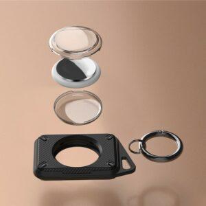 Apple AirTag TPU+PC Cover Keyring Holder – Dark Blue/Carbon Fiber