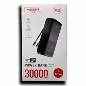 VEGER VP-3018 30000mah PD 22.5W + Digital Power Display – Black