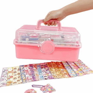 Set Box DIY Colorful Self Adhesive Stickers for Kids – Pink