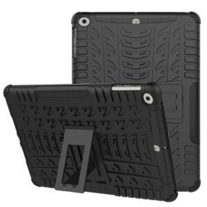 iPad 9.7(2018/2017) Tire Texture Kickstand PC+TPU Cover – Black