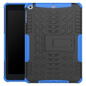 iPad 9.7(2018/2017) Tire Texture Kickstand PC+TPU Cover – Blue