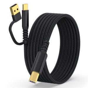 USB/Type-C to USB Type-B 2 in 1 Braided 2Meters Printer Cable – Black