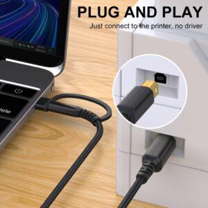 USB/Type-C to USB Type-B 2 in 1 Braided 2Meters Printer Cable – Black