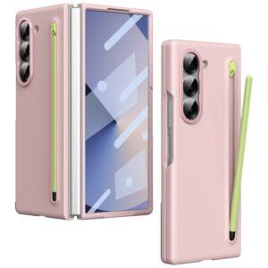 Samsung Galaxy Z Fold6 5G Case Hard PC Phone Cover with Tempered Glass Film and Stylus - Pink