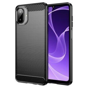 Samsung Galaxy A07 4G Carbon Fiber Texture Brushed Cover - Black