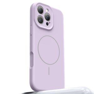 iPhone 16 Pro Max MagSafe Liquid Silicone + PC Camera Touch Button Cover – Light Purple