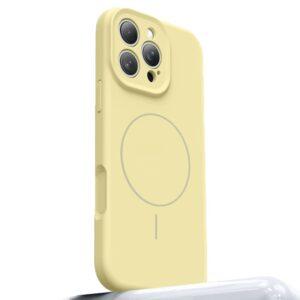 iPhone 16 Pro Max MagSafe Liquid Silicone + PC Camera Touch Button Cover – Light Yellow
