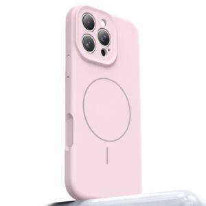 iPhone 16 Pro Max MagSafe Liquid Silicone + PC Camera Touch Button Cover – Pink