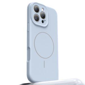 iPhone 16 Pro Max MagSafe Liquid Silicone + PC Camera Touch Button Cover - Baby Blue
