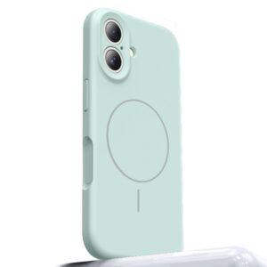 iPhone 16 MagSafe Liquid Silicone + PC Camera Touch Button Cover – Light Green