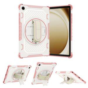 Samsung Galaxy Tab A9+ PC+TPU Rotary Kickstand Hand Strap Cover - Pink