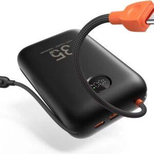 VEGER W-3018 30000mah Power Bank PD 35W+ LED Screen + Built in Cable - Black