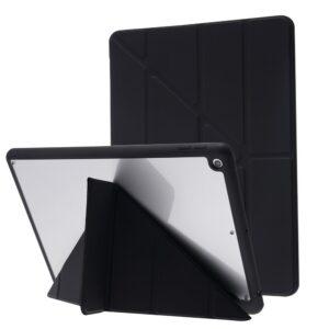 iPad 10.2 (2021/20/19) PU Leather Origami Stand Tablet Cover with Auto Wake/Sleep - Black
