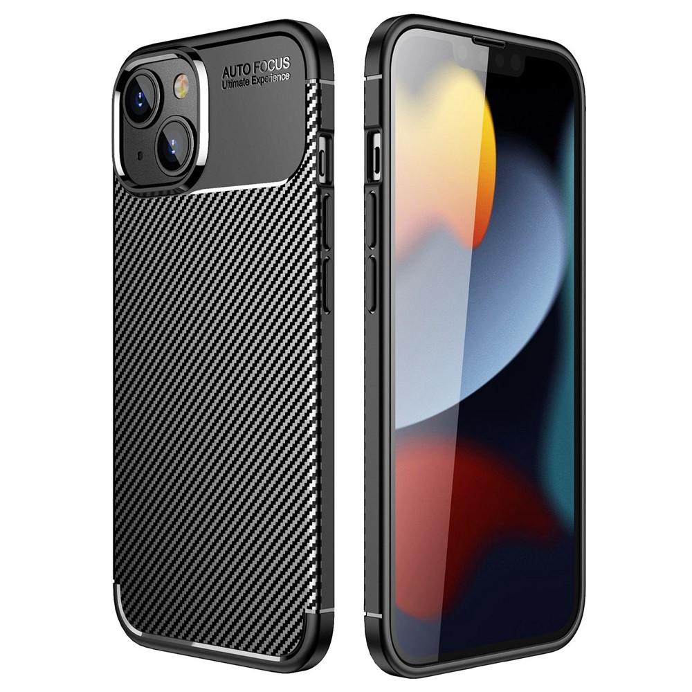 iPhone 14 /13 Carbon Fiber Texture Shockproof Cover - Black