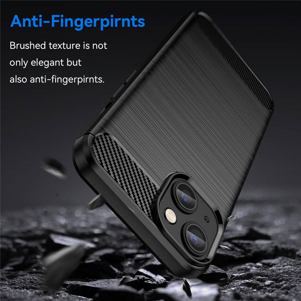 iPhone 14 Brushed Carbon Fiber Texture TPU  Anti-Drop Cover - Black - Image 3