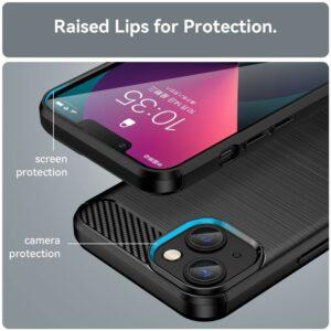 iPhone 14 Brushed Carbon Fiber Texture TPU  Anti-Drop Cover – Black