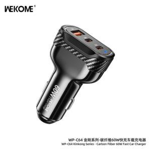 Wekome WP-C64 60W Fast Car Charger Carbon Fiber – Black