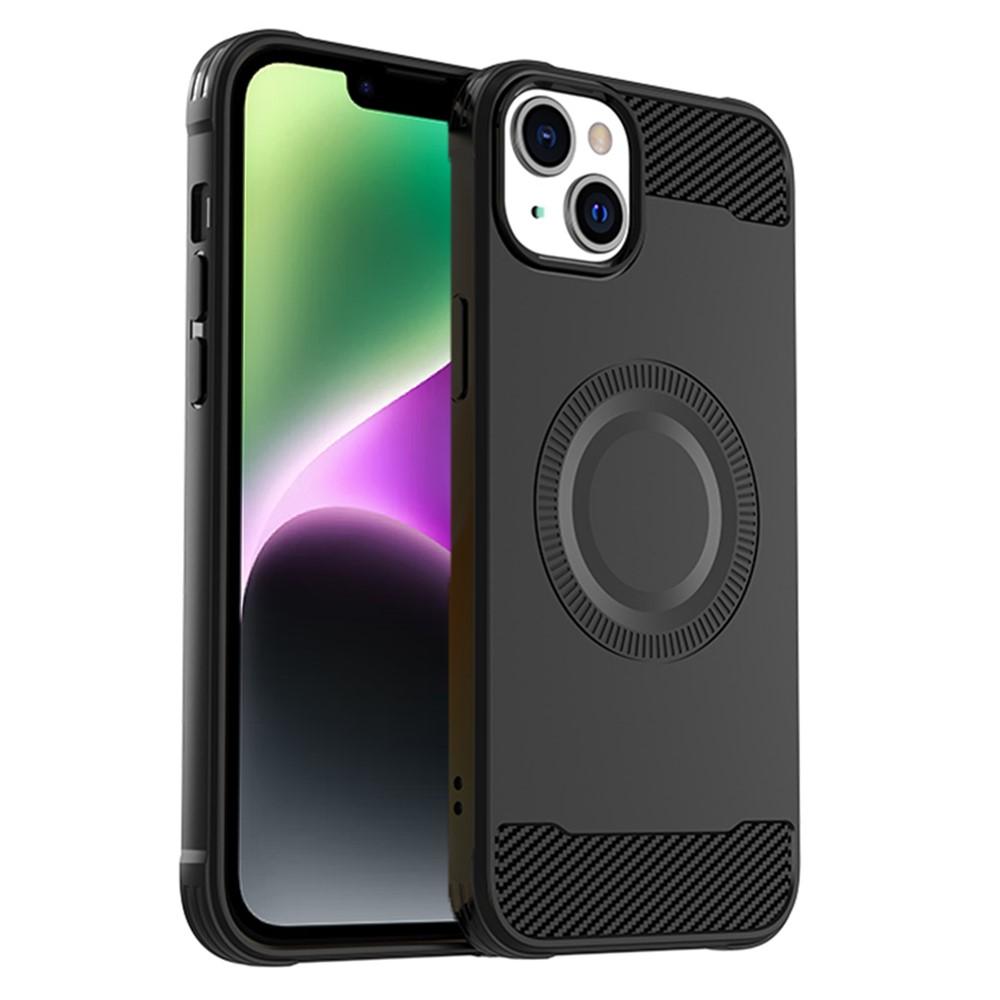 iPhone 14  MagSafe Carbon Fiber Texture TPU Phone Cover- Black