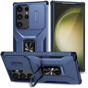Samsung Galaxy S24 Ultra Camshield Kickstand TPU+PC Anti-Slip Cover - Blue