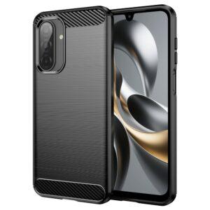Samsung Galaxy A17 Case Carbon Fiber Texture Brushed Cover - Black