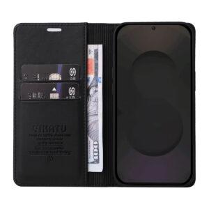 Samsung Galaxy S25 FE YIKATU Flip Magnetic Closure PU Leather Cover – Black