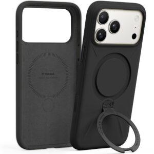 iPhone 17 Pro TORRAS Ostand Spin Silicone Series Magsafe Ring Kickstand Cover - Black