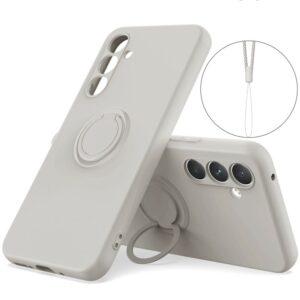 Samsung Galaxy A17 5G / 4G Silicone Ring Kickstand Cover with Strap – Grey