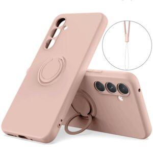 Samsung Galaxy A17 5G / 4G Silicone Ring Kickstand Cover with Strap – Pink
