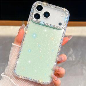 iPhone 17 Pro Max IMD Rhinestone Edge Glitter TPU + PC Cover – Light Green
