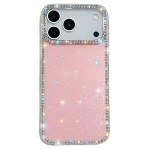 iPhone 17 Pro Max IMD Rhinestone Edge Glitter TPU + PC Cover – Light Pink