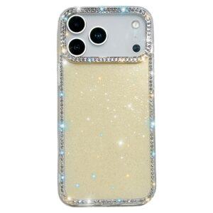 iPhone 17 Pro Max IMD Rhinestone Edge Glitter TPU + PC Cover – Light Yellow