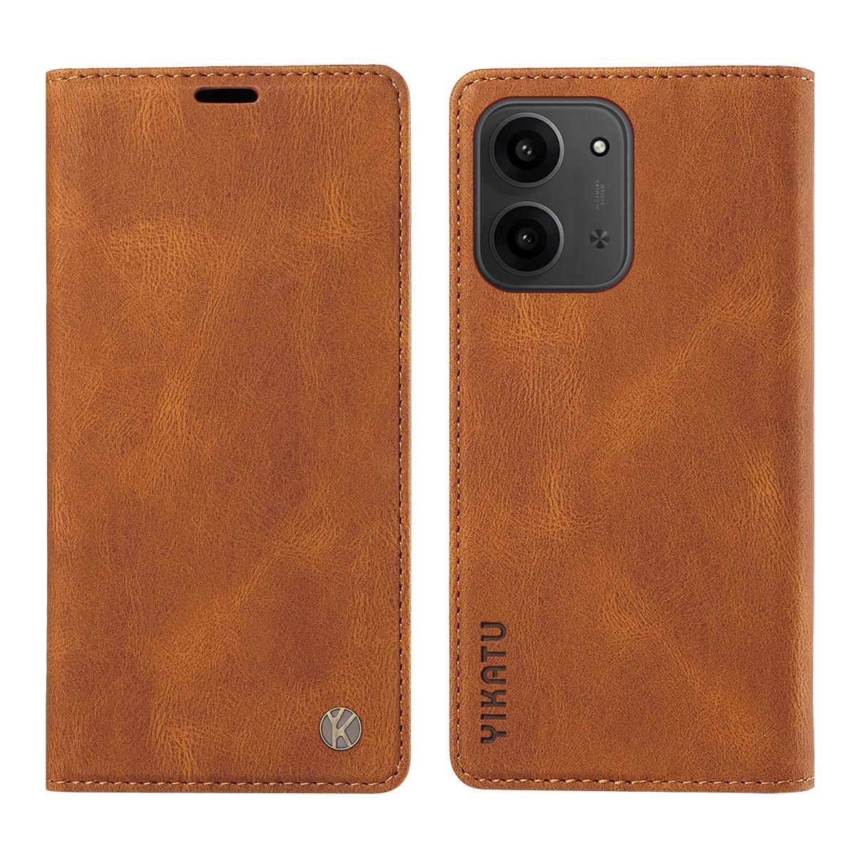 Redmi 15C 4G YIKATU YK-004 flip leather Skin-Touch Wallet Cover - Brown