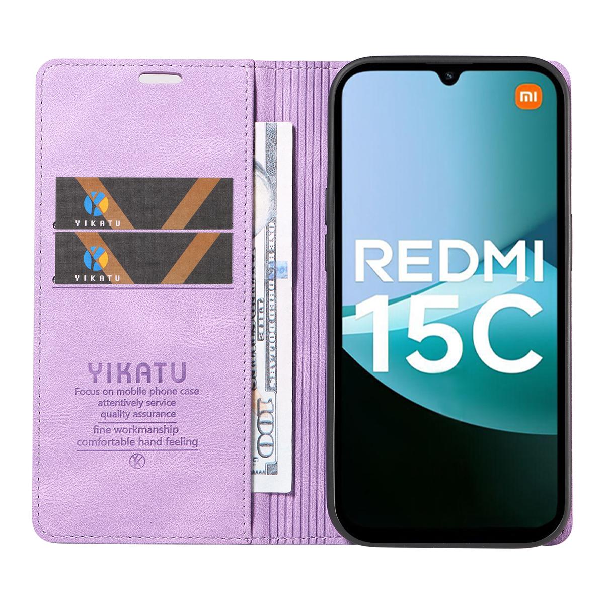 Redmi 15C 4G YIKATU YK-004 flip leather Skin-Touch Wallet Cover - Purple - Image 2