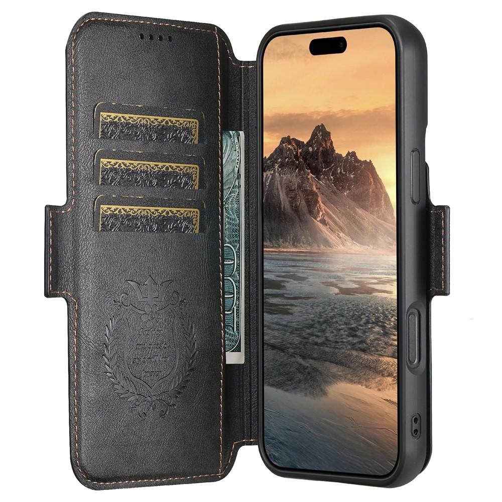 iPhone 17 SUTENI Q-06 Color Splicing Magnetic Detachable Leather Cover - Black - Image 2