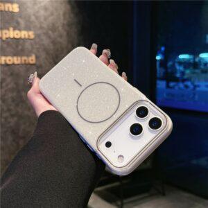 iPhone 17 Pro Max  MagSafe Glitter Design IMD TPU + PC Cover – Grey