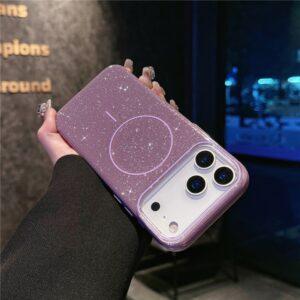 iPhone 17 Pro Max  MagSafe Glitter Design IMD TPU + PC Cover – Purple