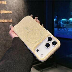 iPhone 17 Pro Max  MagSafe Glitter Design IMD TPU + PC Cover – Yellow