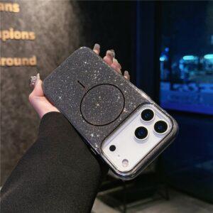 iPhone 17 Pro Max  MagSafe Glitter Design IMD TPU + PC Cover – Black