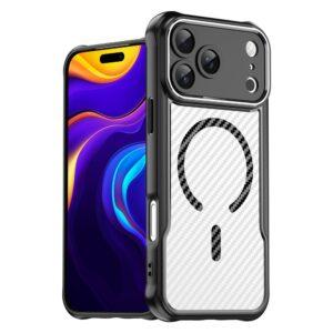 iPhone 17 Pro Max MagSafe Carbon Fiber Textured Hybrid Phone Cover – Black