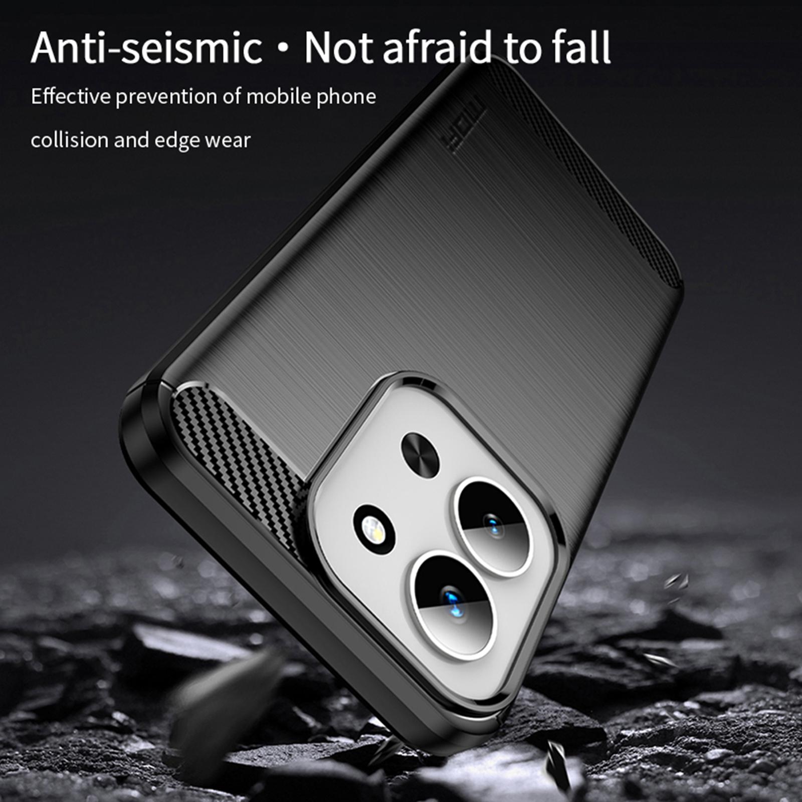 Redmi 15C 4G MOFI Texture Carbon Fiber Soft TPU Cover - Black - Image 2