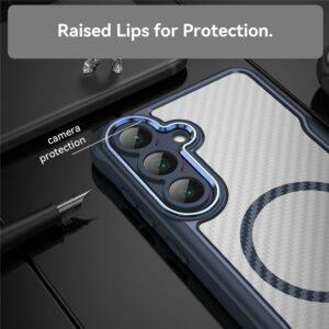 Samsung Galaxy S25 FE MagSafe Hybrid Clear Cover Carbon Fiber – Blue