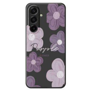 Samsung Galaxy A17 5G / 4G Purple Flower Pattern TPU Cover – Black