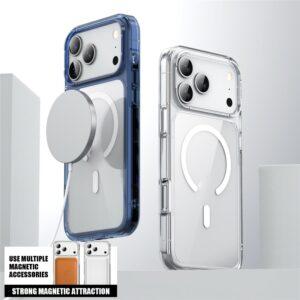 iPhone 17 Pro MagSafe TPU + PC Clear Phone Back Cover – Transparent Blue