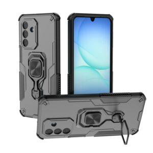 Samsung Galaxy A17 WANLONFENG Rugged Ring Kickstand with Tempered Glass - Black